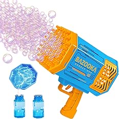 Photo 1 of Bubble Machine Gun, Bubble Gun with Lights, Bubble Solution, 69 Holes Bubbles Machine for Kids Adults, Summer Toy Gift for Outdoor Indoor Birthday Wedding Party - Blue Bubble Makers