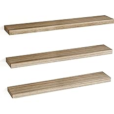 Photo 1 of Fixwal 3 Pack Floating Shelves, 36in Rustic Wood Shelves for Wall Storage with Invisible Brackets, Farmhouse Wall Decor for Bathroom, Living Room,Bedroom and Kitchen