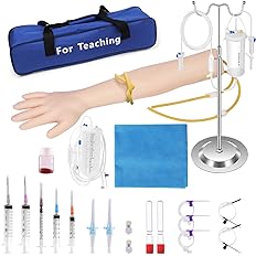 Photo 1 of 1 Set Venipuncture Model Injection Arm Model Injection Practice Model Teaching Model Iv Arm Training Needles for Practice Arm Model Student Rubber Butterfly Needle Blood Collection