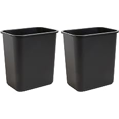 Photo 1 of nited Solutions 7 Gallon / 28 Quart Space Saving Trash Wastebasket, Fits Under Desk and Small, Narrow Spaces in Commercial, Kitchen, Home Office, and Dorm, Easy to Clean, 2 Pack, Black, (WB0338)