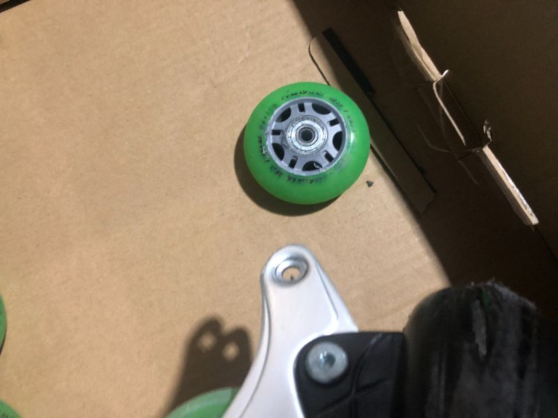 Photo 5 of ***DAMAGED - WHEEL BROKEN OFF - SEE PICTURES***
Roller Derby ION 7.2 Inline Skates with Aluminum Frames and Adjustable Sizing for Growing feet Medium (2-5)