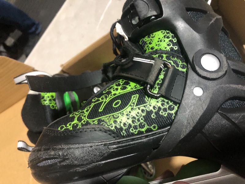 Photo 4 of ***DAMAGED - WHEEL BROKEN OFF - SEE PICTURES***
Roller Derby ION 7.2 Inline Skates with Aluminum Frames and Adjustable Sizing for Growing feet Medium (2-5)