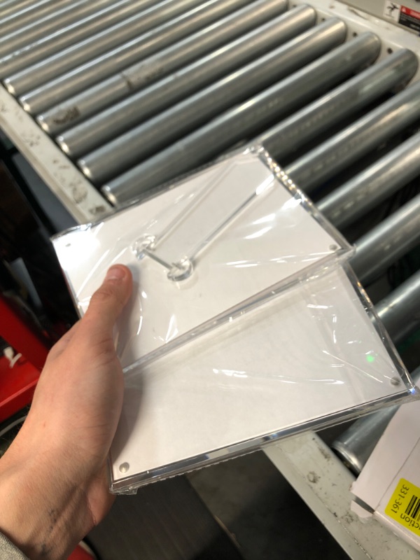 Photo 1 of EOOUT 2pcs Acrylic Sign Holder 8.5 x 11 Inches Double Sided Clear Table Menu Display Stand Desktop Display Stand Paper Holder Table Top Sign Holder Suitable for Restaurants, Office, Home, Store