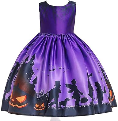 Photo 1 of EIAY Shop 3-9T Girls Dresses Halloween Pumpkin Cat Ghost Witch Graphic Ball Gown Costume for Toddler