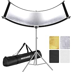 Photo 1 of Neewer Clamshell Light Reflector Diffuser with Carrying Bag, 39”×18”/100x45cm Photography Curved Lighting Reflector for Photo Studio Photography, Black/White/Gold/Silver Colors 