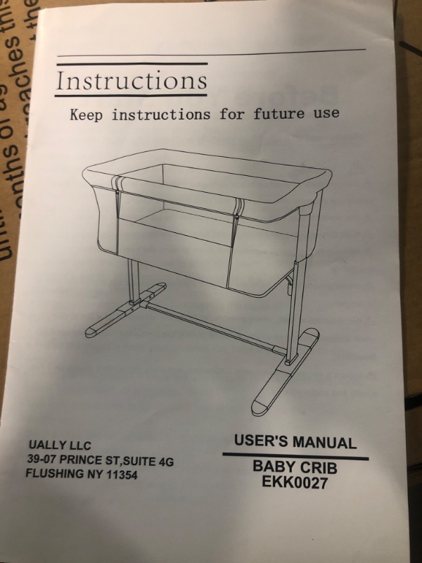 Photo 4 of **NON REFUNDABLE NO RETURNS*
**PARTS ONLY*Kinder King Baby Bassinet w/Wheels, Folding Portable Newborn Bedside Sleeper, All-Sided Mesh Infant Crib, Adjustable Height/Angle, Removable Soft Mattress, No Tool to Assemble, Grey