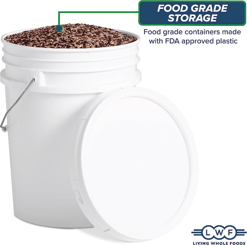 Photo 1 of 5 Gallon White Bucket & Lid - Durable 90 Mil All Purpose Pail - Food Grade - BPA Free Plasti (5 Gal. w/Lids - 6pk)