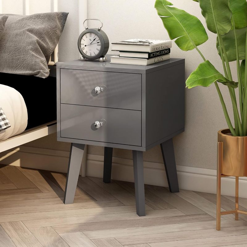 Photo 1 of (STOCK PHOT FOR SAMPLE ONLY) - TaoHFE Grey nightstand mid Century Modern nightstand Gray Night Stands for - GREY 