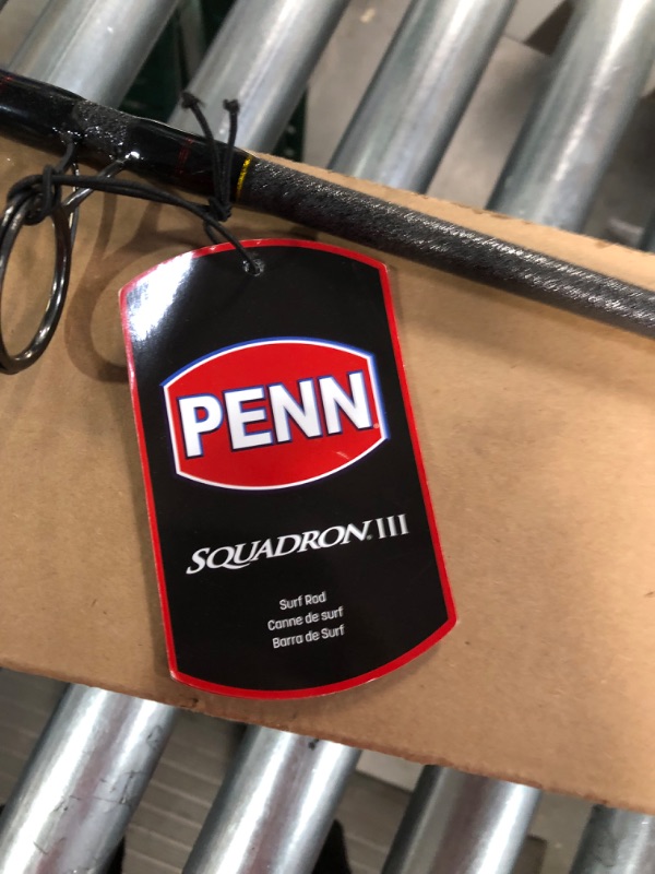 Photo 2 of **PARTS ONLY** PENN Fishing Squadron III Surf Spinning Fishing Rod, Titanium/Red/Gold, 8' - Medium - 2pc (SQDSFIII1220S80)