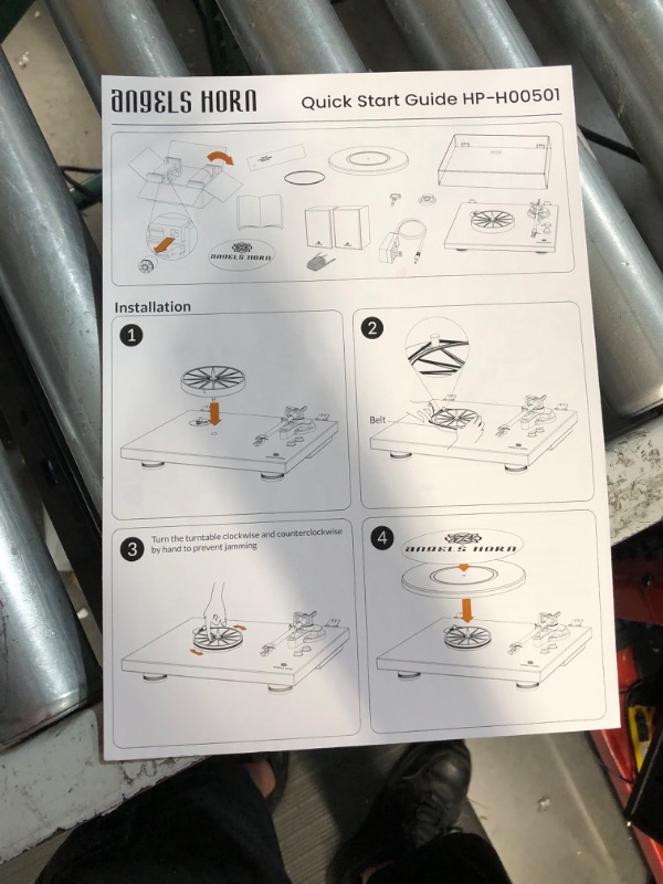 Photo 6 of ANGELS HORN Vinyl Record Player, Hi-Fi System Bluetooth Turntable Players with Stereo Bookshelf Speakers