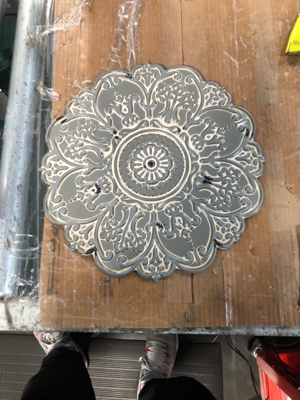 Photo 2 of * used * discolored *
Motley Lane - Small Blue Medallion Wall Decor - Unique Hand Crafted Metal Décor