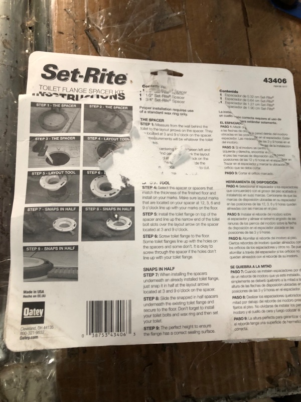 Photo 1 of Oatey Toilet Flange Spacer Kit with 4 Spacers All Spacer Sizes Spacer Kit