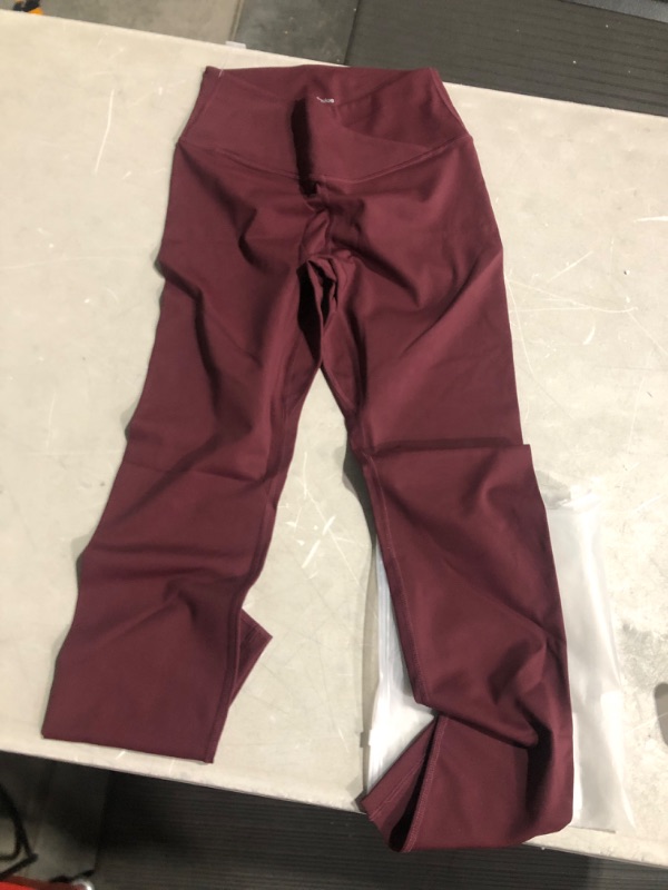 Photo 2 of ODODOS Women's Cross Waist 7/8 Yoga with Inner Pocket, BURGUNDY SIZE SMALL