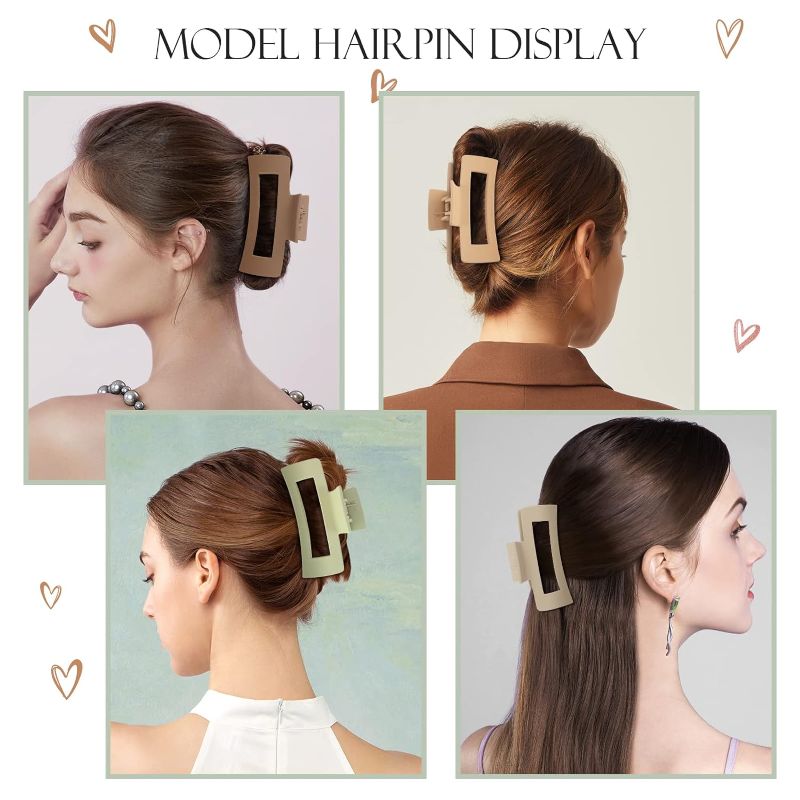 Photo 1 of 2 PACK** 8 Pcs Large Hair Claw Clips 4.1" Non-slip Big Square Matte for Women Girls,