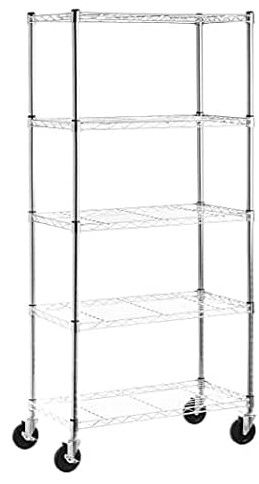 Photo 1 of Amazon Basics 5-Shelf Adjustable, Heavy Duty Storage Shelving Unit on 4'' Wheel Casters