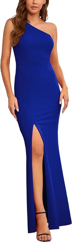 Photo 1 of BUPT Womens One Shoulder Sleeveless Dress High Slit 