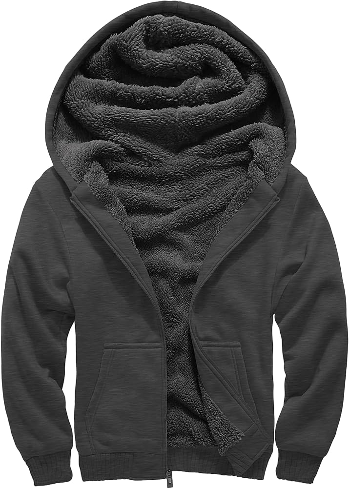 Photo 1 of Hoodies for Men Zip Up Sweashirts Fleece Sherpa Lined