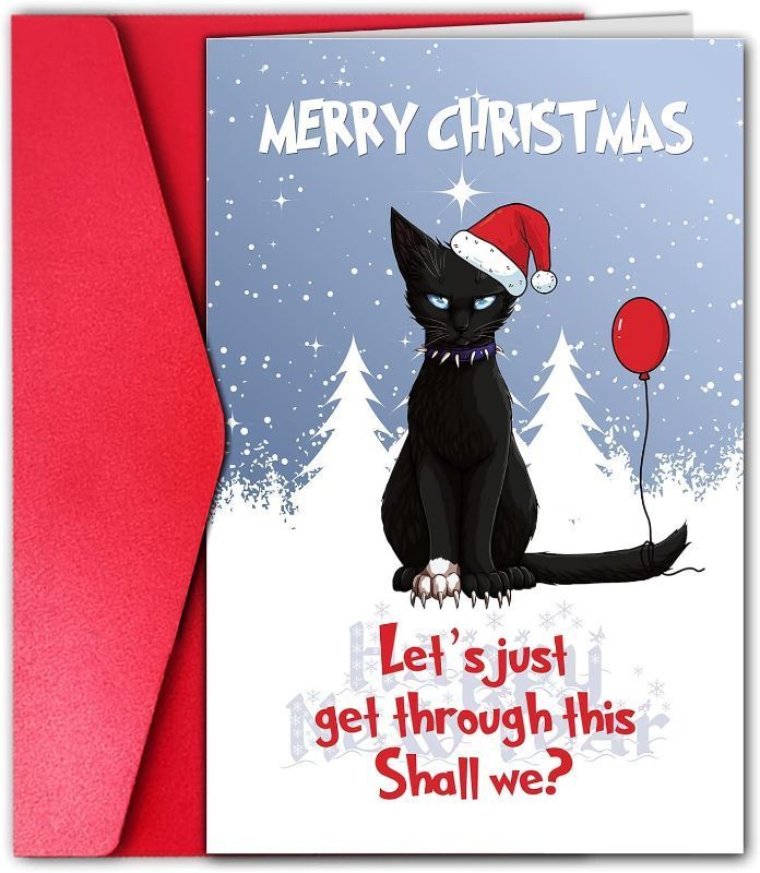 Photo 1 of *non refundable bundle*
GYYsweetus Cynical Cat Christmas Card, Merry Christmas Card for Cat Lover, Xmas Card from Cat (3 pack bundle)