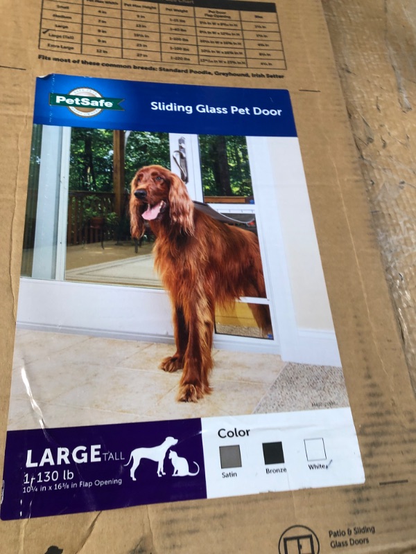 Photo 2 of PetSafe 1-Piece Sliding Glass Pet Door for Dogs & Cats - Adjustable Height 75 7/8" to 80 11/16"- Large, White, No-Cut Install, Aluminum Patio Panel Insert, Great for Renters or Seasonal Installation