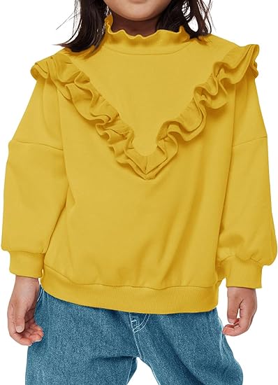 Photo 1 of Imily Bela Kids Girls Ruffle Crewneck Sweatshirts Fashion Oversized Drop Shoulder Pullover Sweater toddler