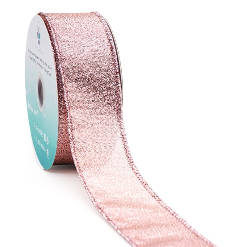 Photo 1 of *non refundable bundle*
CT CRAFT LLC Metallic Diamond Glitter Wired Ribbon for Home Decor, Gift Wrapping, DIY Crafts, 1.5” x 10 Yards x 1 Rolls - Rose Gold Rose Gold 1.5" x 10 Y (2 pack bundle)