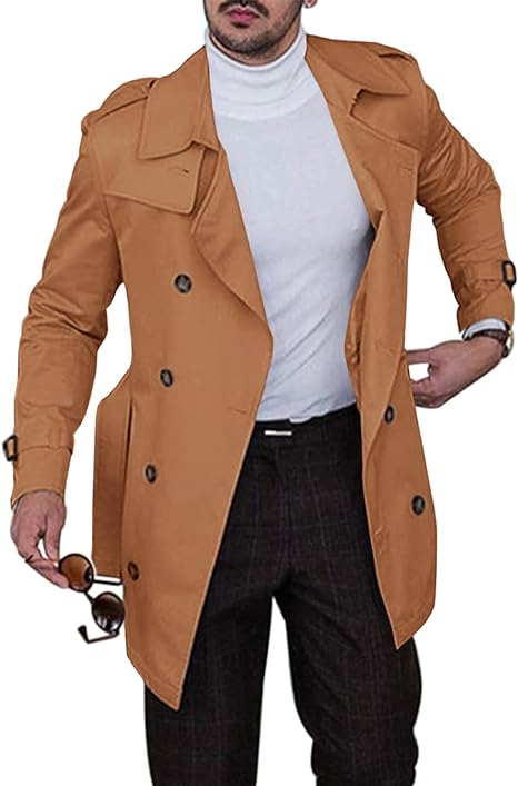 Photo 1 of * used * see all images *
Aoysky Mens Trench Coat Slim Fit Notched Lapel Double Breasted Windbreaker Fall Lightweight Long Jacket with Belt
