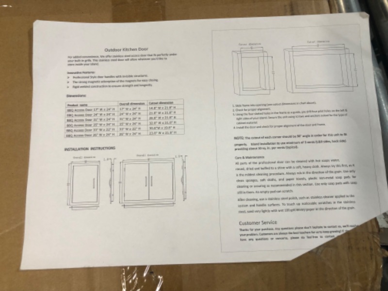 Photo 5 of  BBQ Access Door 31W x 24H Inch, Double BBQ Door Stainless Steel with Recessed Handle, Outdoor Kitchen Doors 