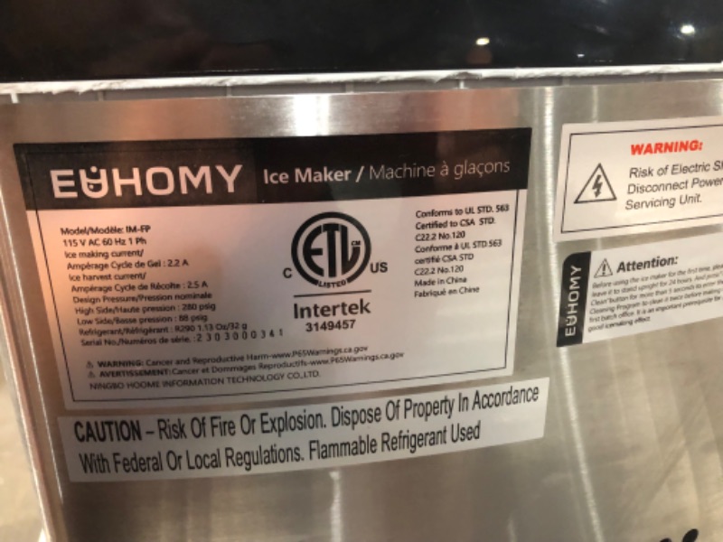 Photo 2 of **FOR PARTS ONLY**
Euhomy Ice Maker Machine Countertop