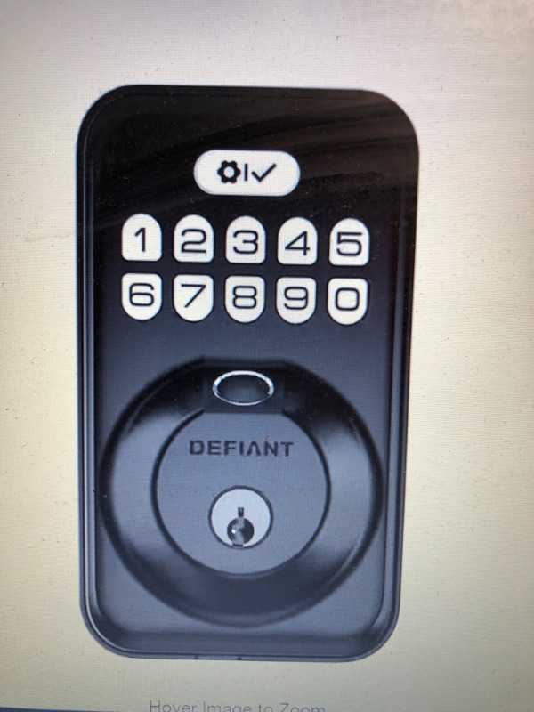 Photo 1 of **NONREFUNDABLE**
**FOR PARTS OR REPAIR**SEE NOTES**STOCK PHOTO FOR REFERENCE**
Defiant Single Cylinder Square Electronic Deadbolt Matte Black with Biometric Fingerprint and Keypad