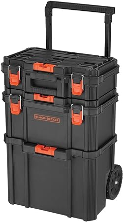 Photo 1 of  BLACK+DECKER BLACK+DECKER BDST60500APB Stackable Storage System - 3 Piece Set & BLACK+DECKER Tool Box Bundle, 19-Inch & 12-Inch 