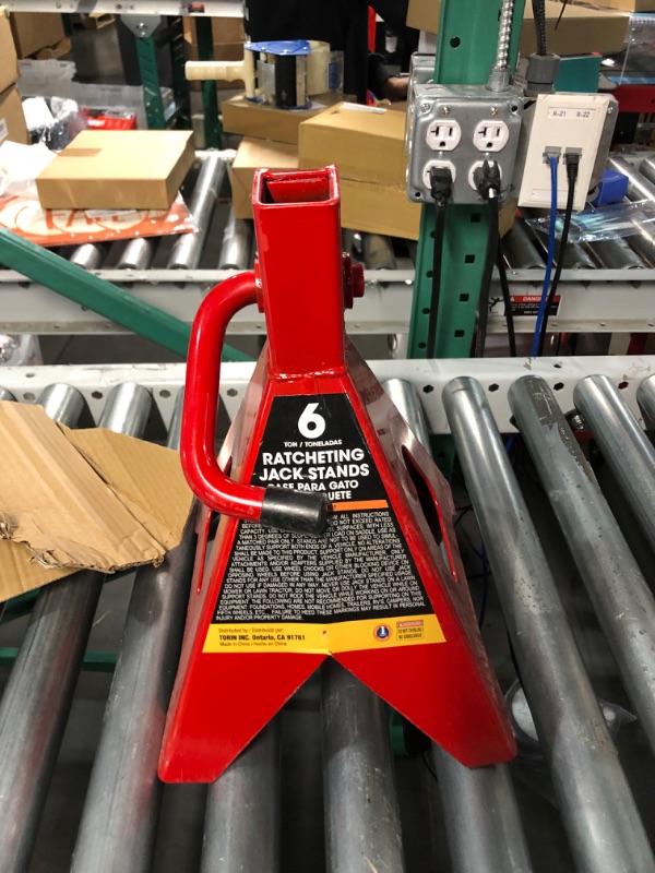 Photo 2 of BIG RED T46002A Torin Steel Jack Stands: Double Locking, 6 Ton (12,000 lb) Capacity, Red, 1 Pair Double Locking Red