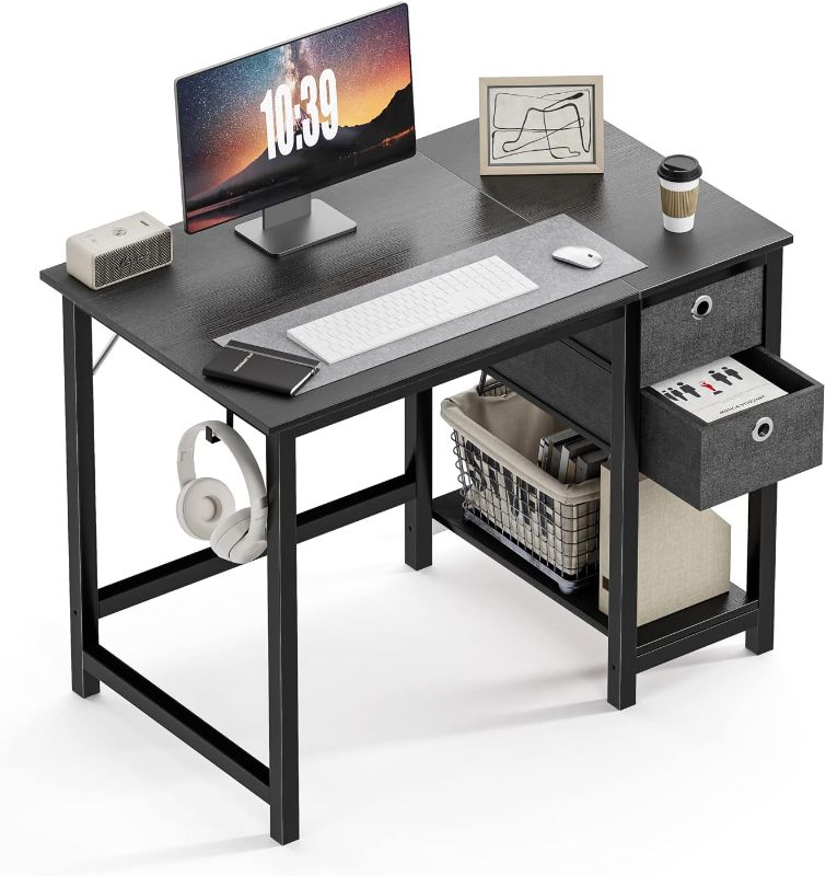 Photo 1 of Computer Desk with Drawer 40 Inch Home Office Desk Black