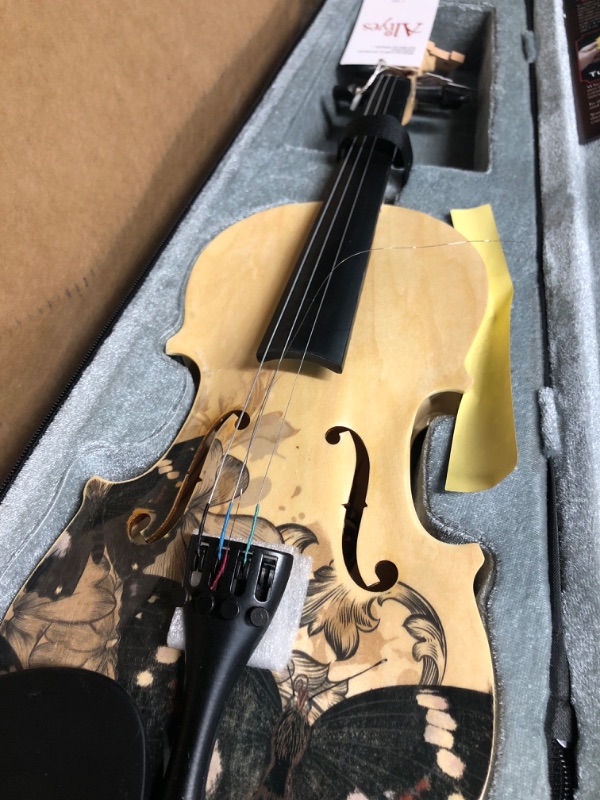 Photo 3 of (READ NOTES) Aliyes Distinctive Artistic Violin Set Designed for Beginners/Students/Kids with Hard Case,Bow,Rosin,Extra Strings (1/2 size) SIZE 1/2