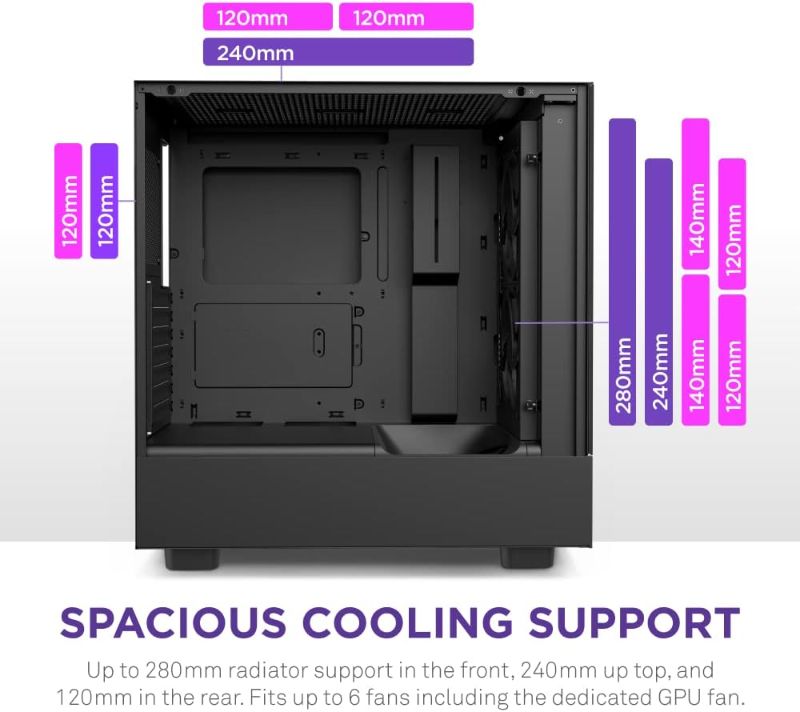 Photo 3 of (READ NOTES) NZXT H5 Flow Compact ATX Mid-Tower PC Gaming Case - Cable Management – 2 x 120mm Fans Included – 280mm Radiator Support 