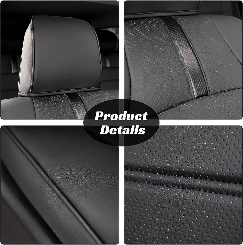 Photo 3 of BAMACAR for Toyota 4Runner Seat Covers 2011-2023 Full Cover Set(Only for 5-Seater 15Pcs) Carbon Fiber Black Leather for 2011-2019 2020 2021 2022 2023 Toyota 4Runner Seat Cover Accessories 1. Carbon Fiber Black