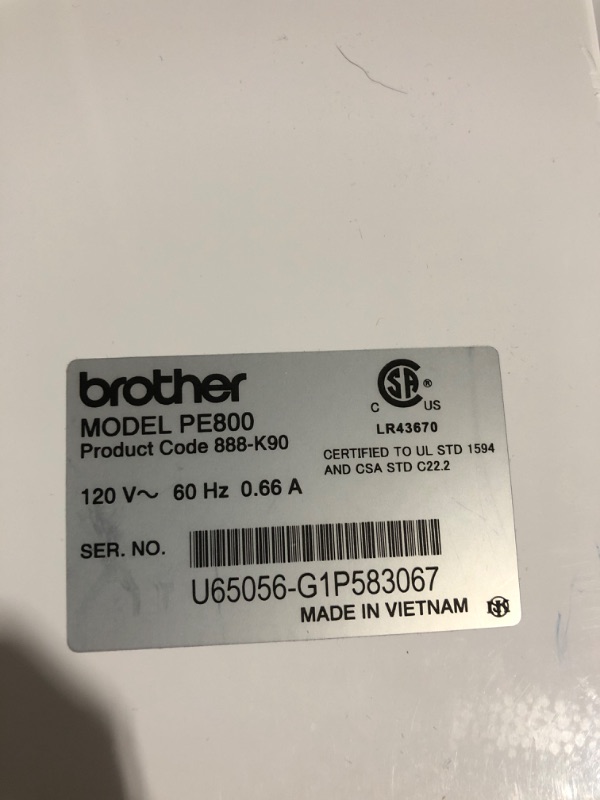 Photo 9 of * important * see notes * 
Brother PE800 Embroidery Machine, 138 Built-in Designs, 5" x 7" Hoop Area