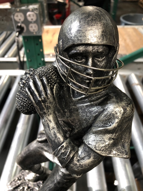 Photo 4 of Deco 79 Polystone Football Player Sculpture, 6" x 6" x 16", Silver