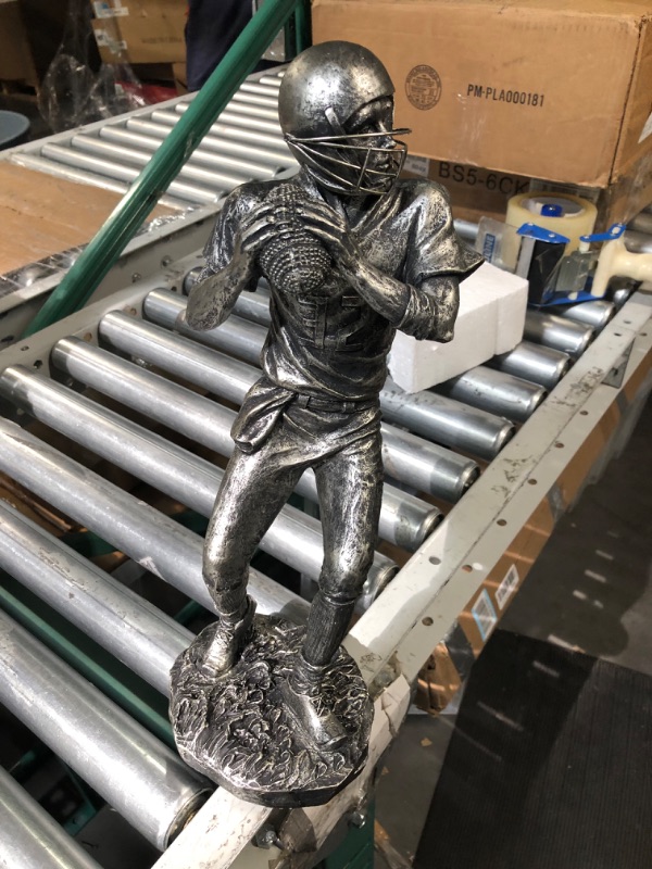 Photo 2 of Deco 79 Polystone Football Player Sculpture, 6" x 6" x 16", Silver