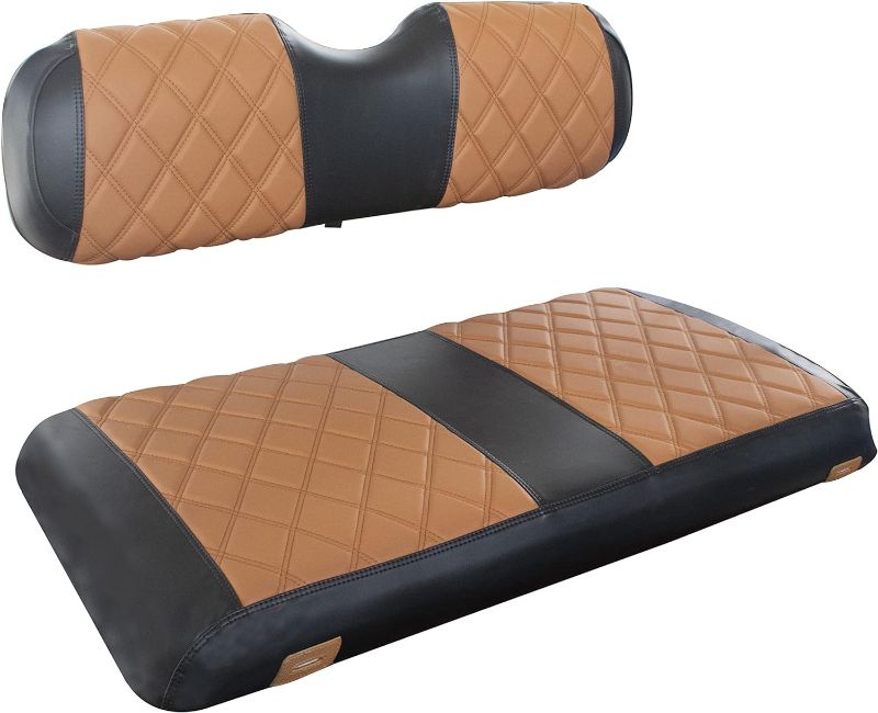 Photo 1 of (READ NOTES) NOKINS Golf Cart Seat Covers for Club Car Precedent, Universal Replace The Front Seat Cushions,Durable Vinyl,Easy to Install - No Need Nail -Black Fit Club Car Precedent ?Black(Brown Stitching)