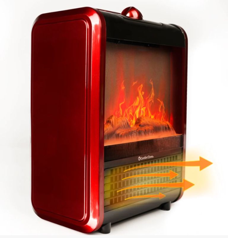 Photo 1 of COMFORT ZONE MINI CERAMIC TABLETOP FIREPLACE HEATER IN RED
