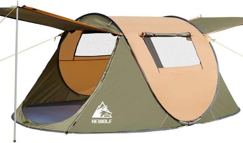 Photo 1 of (READ NOTES) Hewolf 2/4 Person Pop Up Camping Tent,Instant Easy Setup,Waterproof,Automatic Family Tent for Camping,Hiking & Traveling 4 Person Green