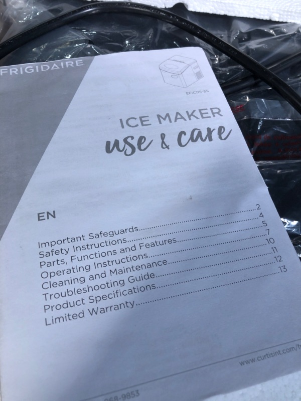 Photo 2 of (READ NOTES) Frigidaire EFIC115 Extra Large Ice Maker, Stainless Steel, 48 lbs per Day & Perfect Stix Icebag10TT-50 Ice Bag with Twist Tie Enclosure, 10 Lbs (50/Pk) (Pack of 50) 48 lbs of Ice per day Ice Maker + Ice Bag (Pack of 50)