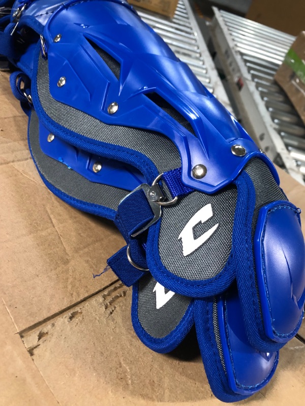 Photo 4 of CHAMPRO Optimus Pro Catcher/Umpire Leg Guards Royal 13.5"