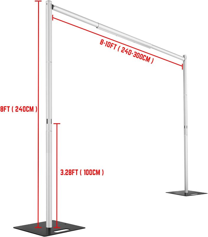 Photo 2 of (READ NOTES) Hecis Pipe and Drape Backdrop Stand Kit 8ft x 10ft, Backdrop Stand Heavy Duty Wedding Backdrop for Events Wedding Decoration Backdrop Frame