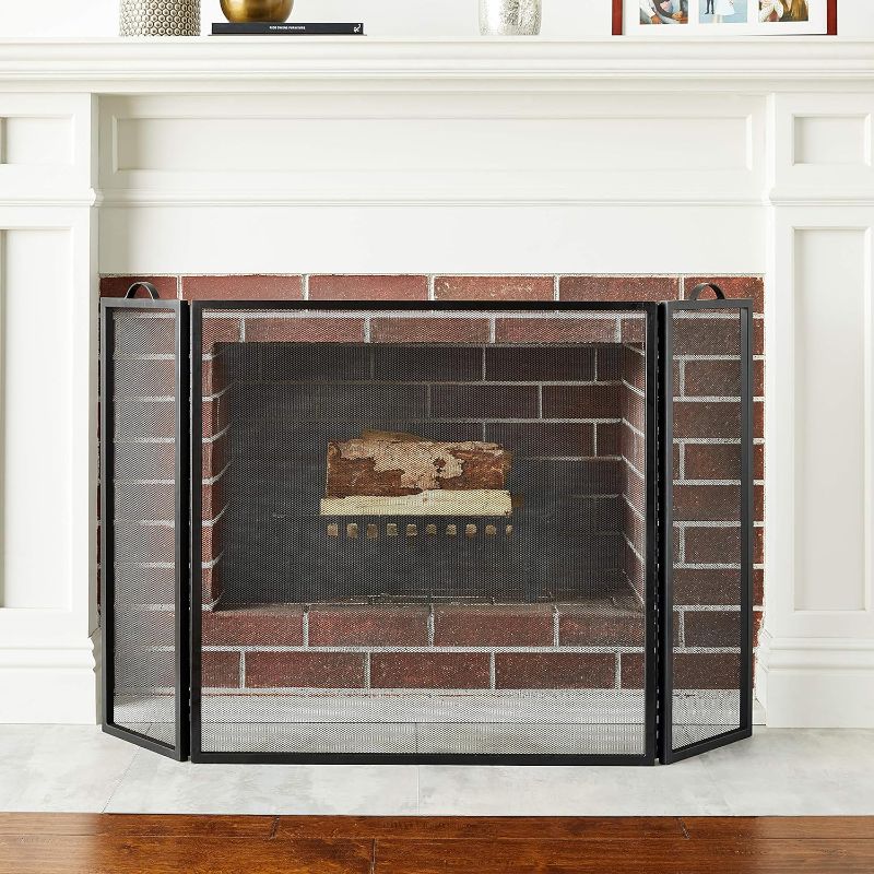 Photo 3 of (READ NOTES) Plow & Hearth 3 Panel Flatguard Fireplace Screen, 50" W x 30" H, Black