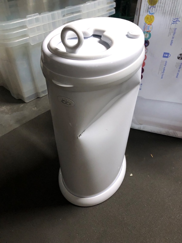 Photo 3 of **DAMAGED** Ubbi Steel Odor Locking, No Special Bag Required Money Saving, Awards-Winning, Modern Design, Registry Must-Have Diaper Pail, White