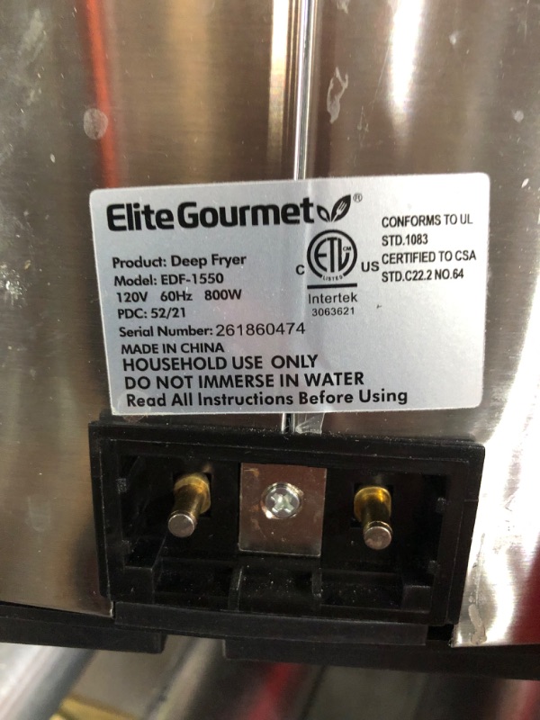 Photo 3 of **See notes** Elite Gourmet - 1.5Qt. Deep Fryer - Stainless Steel