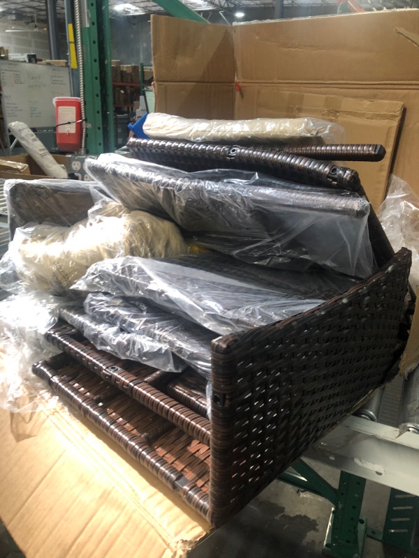 Photo 1 of FDW 4 Pieces Outdoor Patio Furniture Sets Rattan Chair Patio Set Wicker Conversation Set Poolside Lawn Chairs Porch Poolside Balcony Outdoor Garden Furniture,Beige Cushion