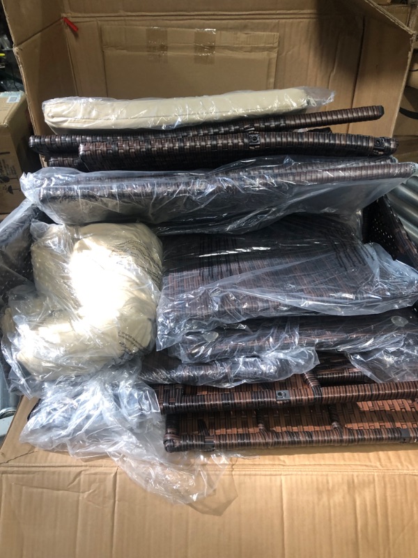 Photo 1 of FDW 4 Pieces Outdoor Patio Furniture Sets Rattan Chair Patio Set Wicker Conversation Set Poolside Lawn Chairs Porch Poolside Balcony Outdoor Garden Furniture,Beige Cushion