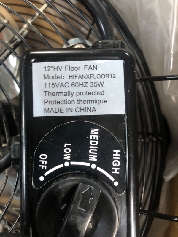 Photo 4 of (FOR PARTS ONLY FAN UNOPERATIONAL)Simple Deluxe 12 Inch 3-Speed High Velocity Heavy Duty Metal Industrial Floor Fans, Black 12 Inch 1-Pack Fan